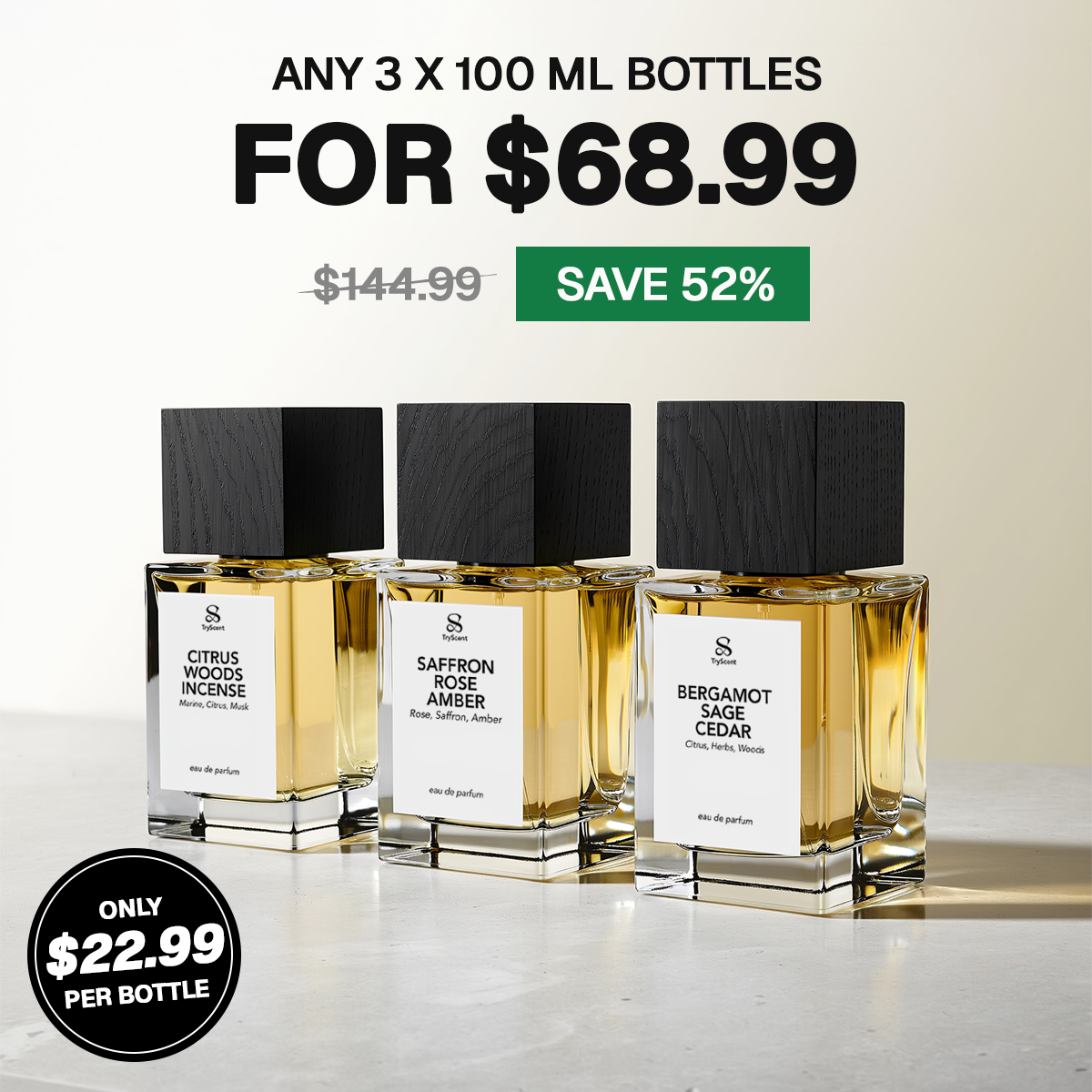 3X 100ml Perfume Bottles