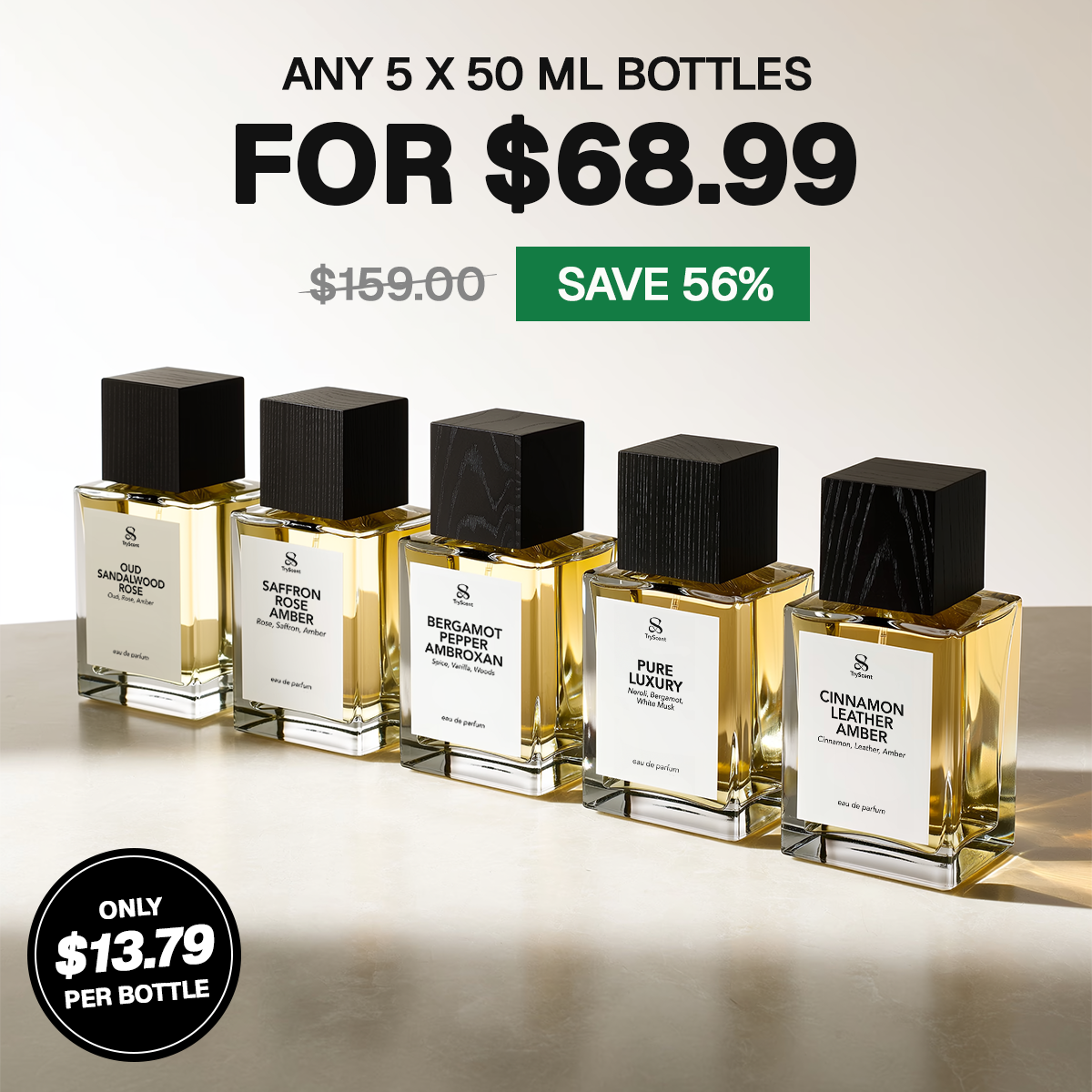 5X 50ml Perfume Bottles